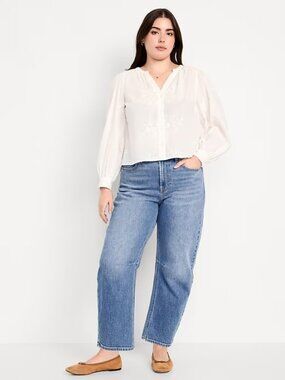 Light Wash Wow High-Waisted Barrel Ankle Jeans